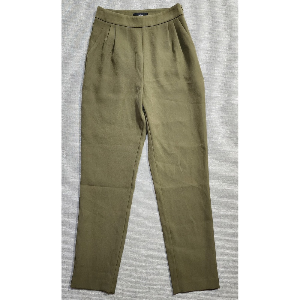 Lulus Olive Green High Waisted Pleated Trousers Straight Leg Pants Small